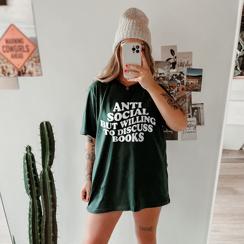 Antisocial But Will To Discuss Books Lightweight Tee