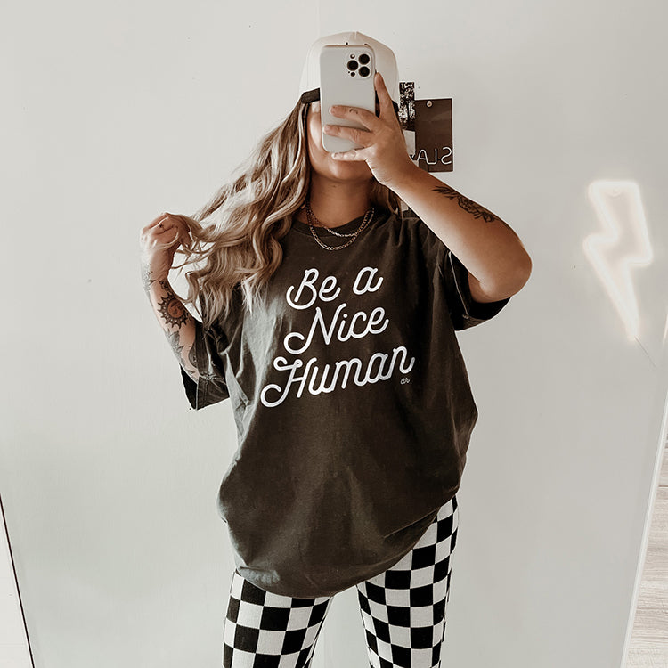 Be A Nice Human Retro Graphic Tee