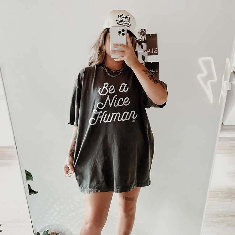 Be A Nice Human Retro Graphic Tee