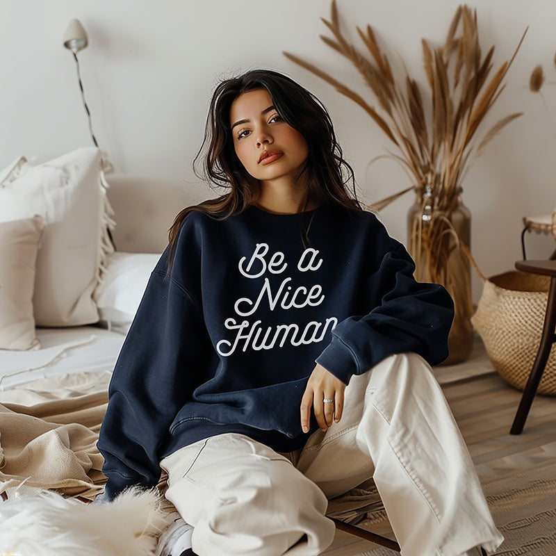 Be A Nice Human Retro Crewneck