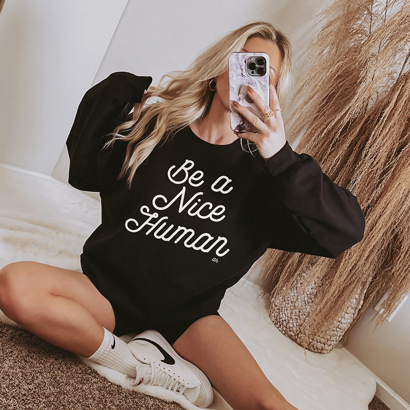 Be A Nice Human Retro Crewneck