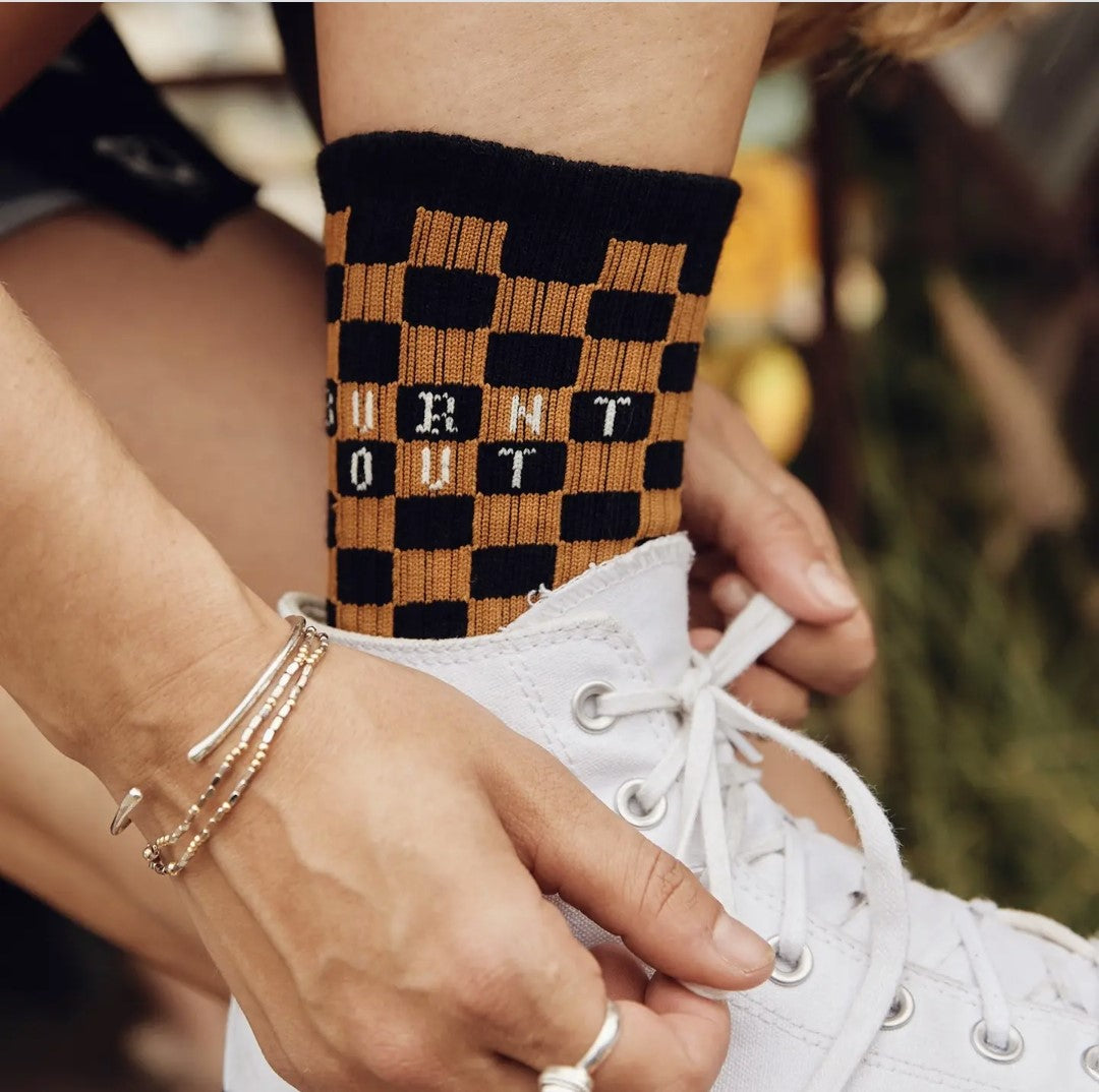 Burnt Out Vintage Crew Checkerboard Socks