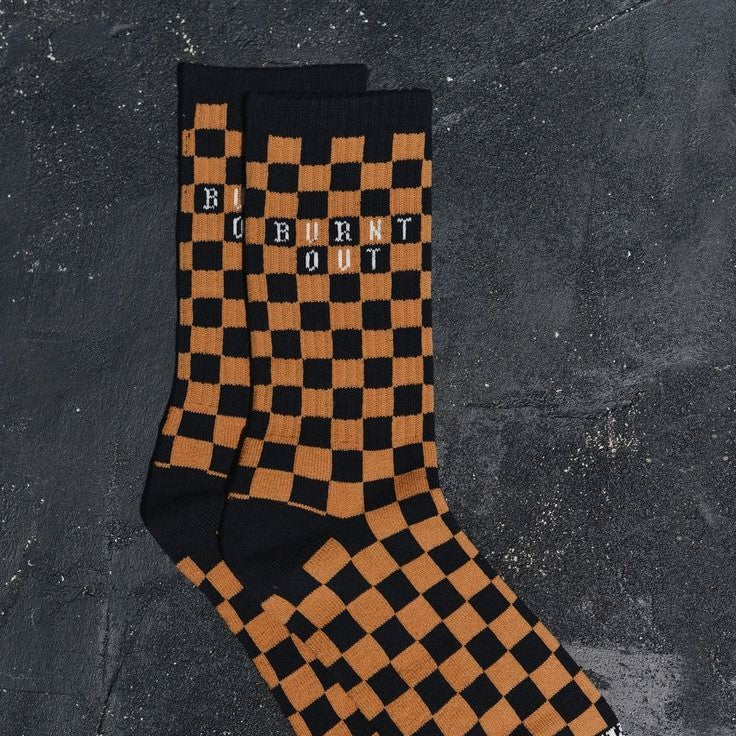 Burnt Out Vintage Crew Checkerboard Socks