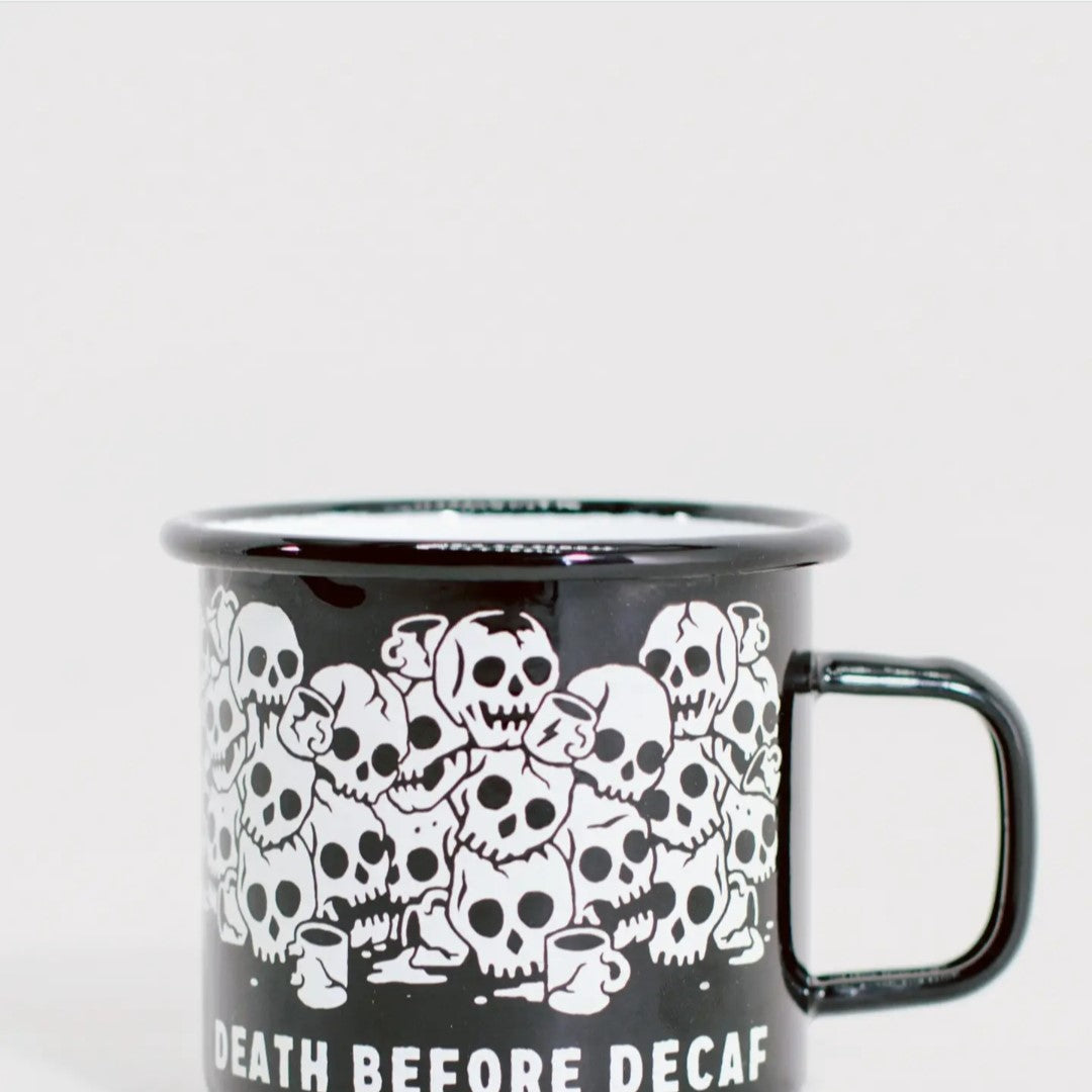 Death Before Decaf Enamel Coffee Mug