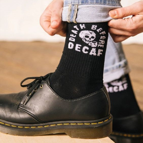 Death Before Decaf Crew Socks