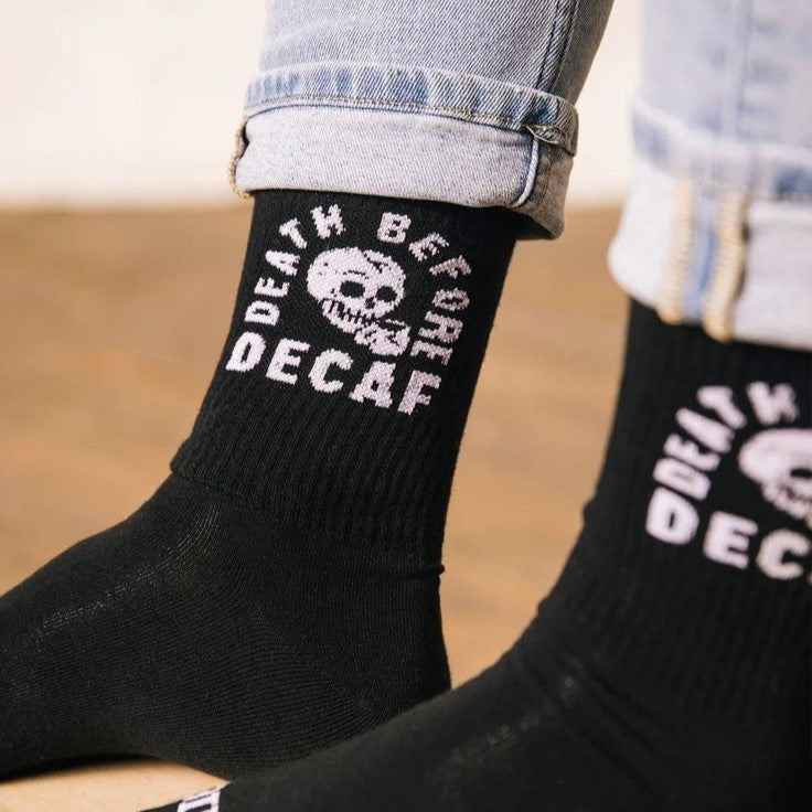 Death Before Decaf Crew Socks