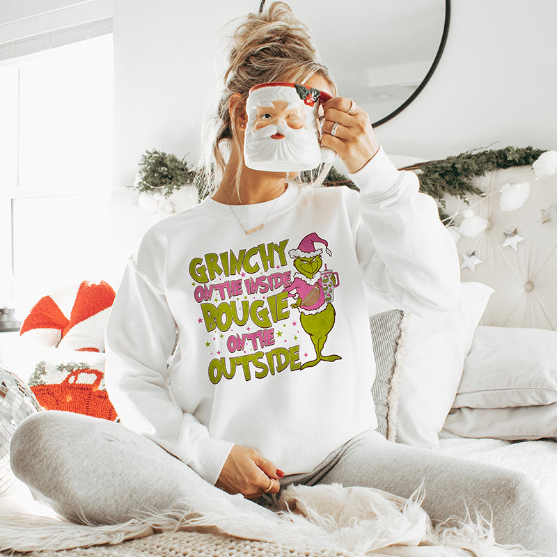 Grinchy On The Inside Bougie On The Outside Crewneck Sweatshirt