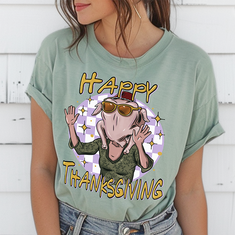 Happy Thanksgiving Monica Turkey Head Tee