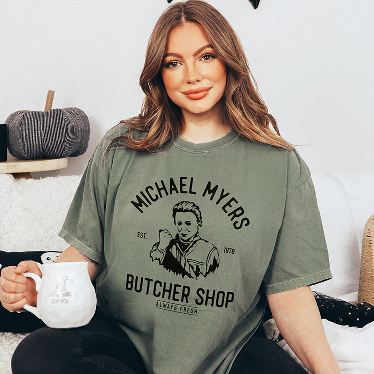 Michael Myers Butcher Shop Heavyweight Halloween Tee