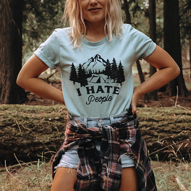 I Hate People Camping Tee Shirt (Wholesale)