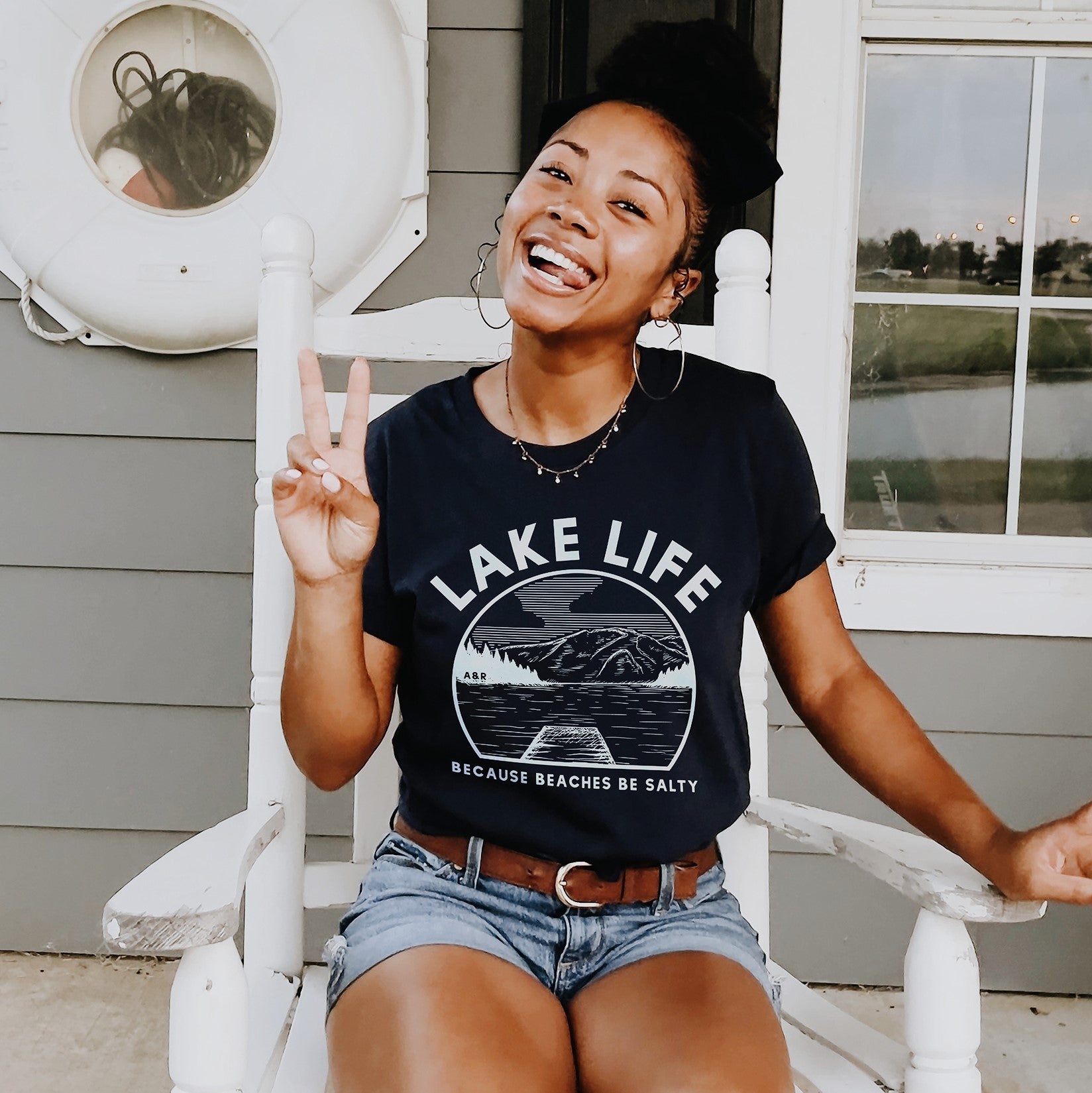 Lake Life Because Beaches Be Salty Graphic Tee (Wholesale)
