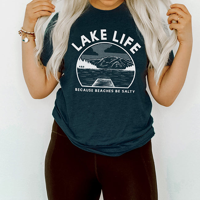 Lake Life Because Beaches Be Salty Graphic Tee (Wholesale)