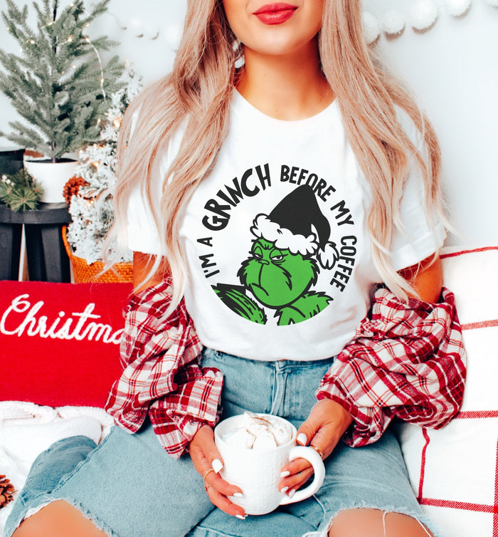 Grinch Before Coffee Lightweight Tee - Alley & Rae Apparel