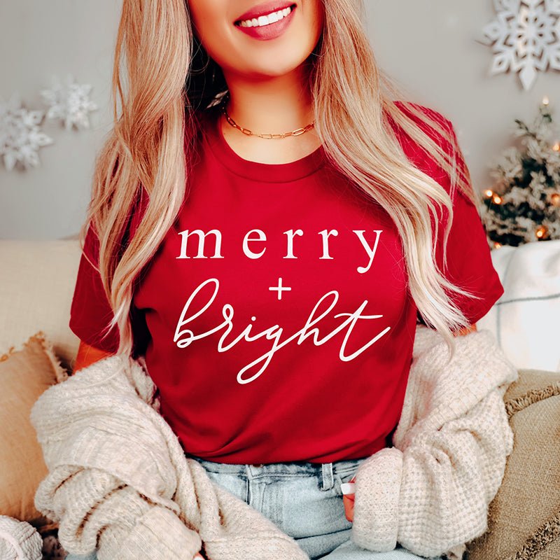 Merry + Bright Lightweight Christmas Tee - Alley & Rae Apparel